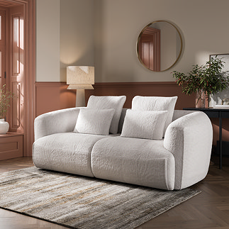 Aimee Boucle 3 Seater Sofa - White main image