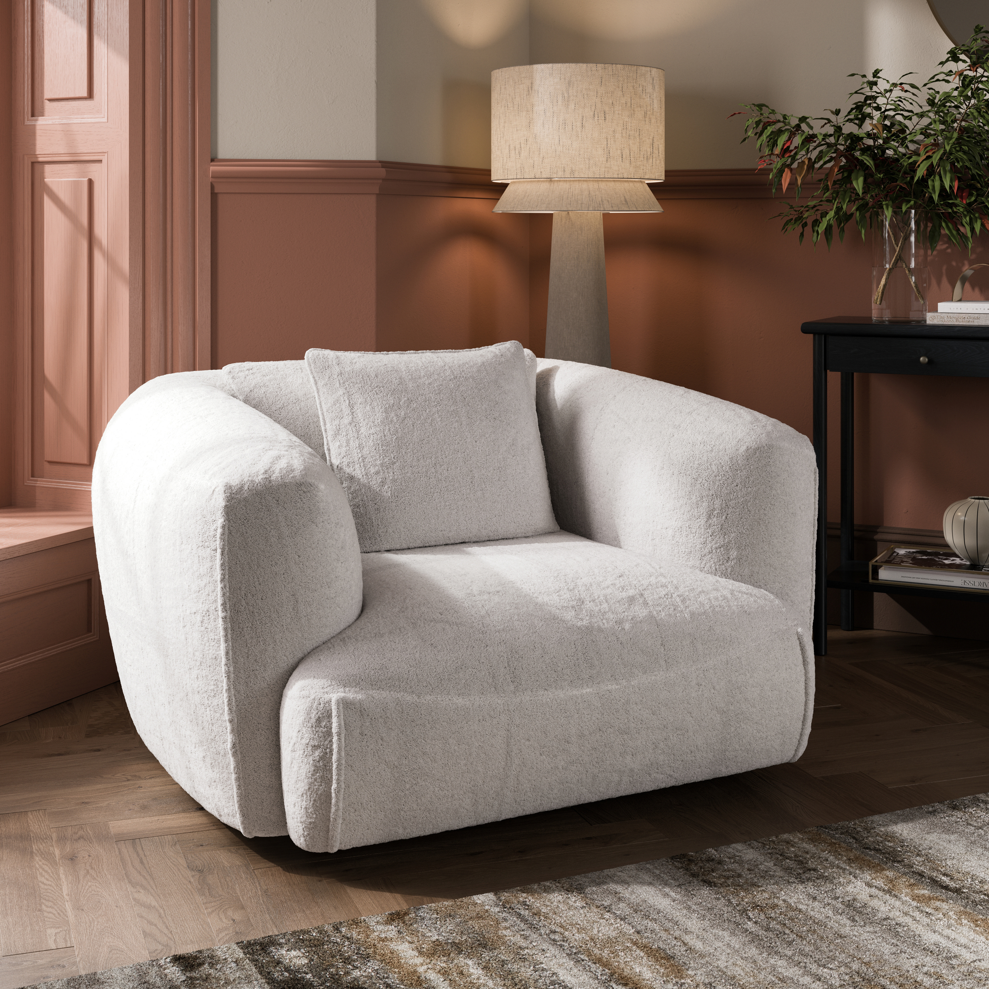 Aimee White Boucle Armchair