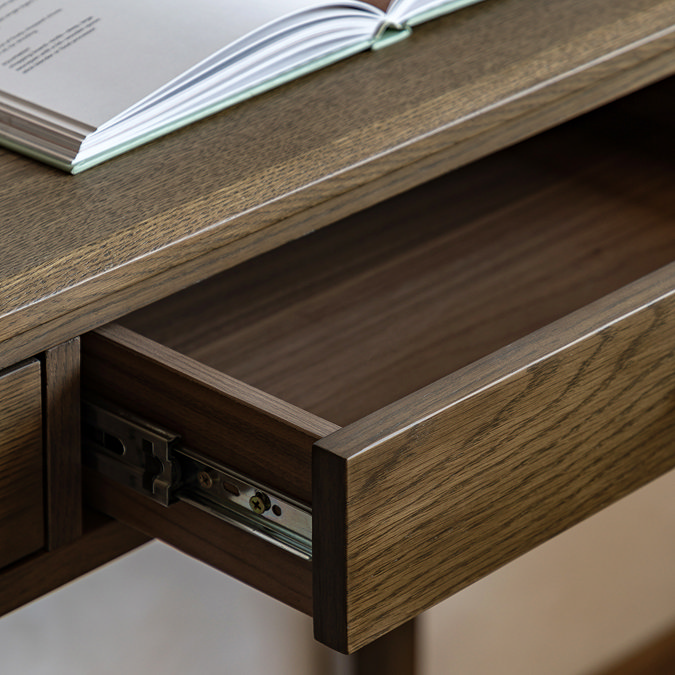 Alden 2 drawer console table walnut