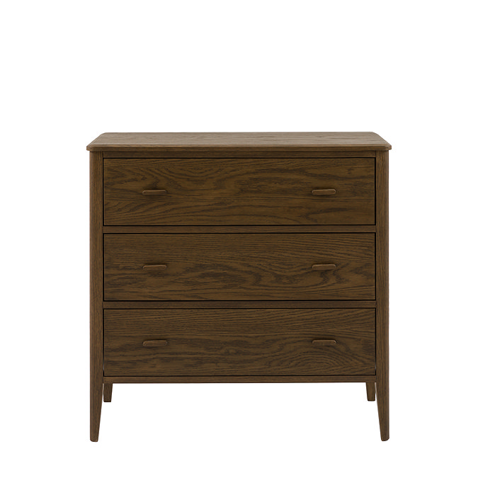 Alden 3 Drawer chest in walnut wood