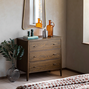 Alden 3 Drawer chest in walnut wood
