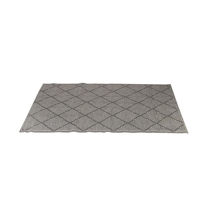 image cut out on white background of grey and white diagonal-lined rug laid out