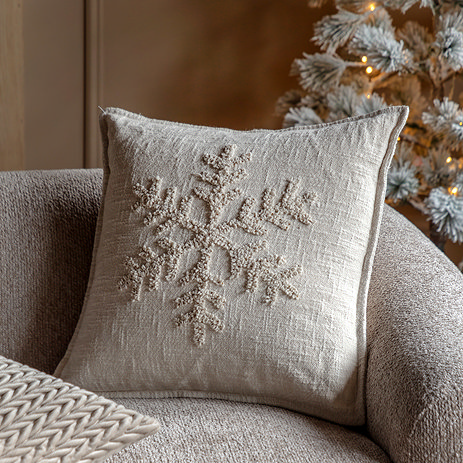 Alivia Embroidered Snowflake Cushion