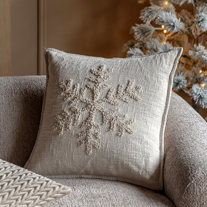 Alivia Embroidered Snowflake Cushion