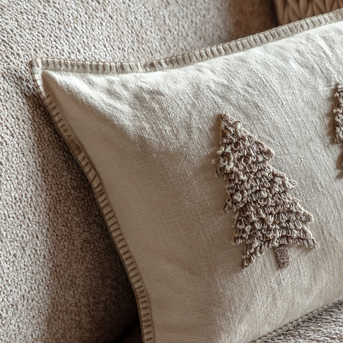 Alivia Embroidered Trees Cushion natural