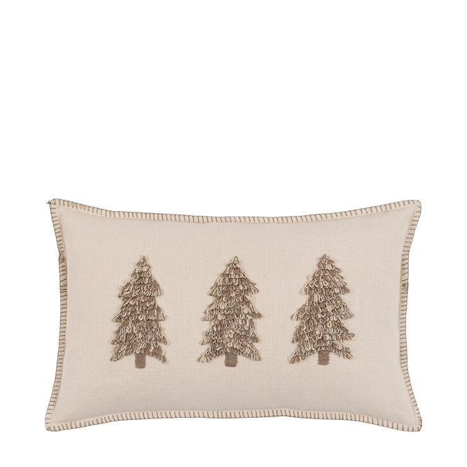 Alivia Embroidered Trees Cushion natural