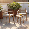 image of a classic wooden bistro set in daylight on a balcony