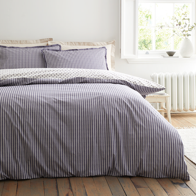 Amelie duvet cover set in blue on bed image 3