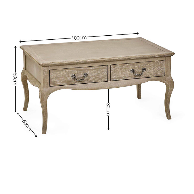 dimensions image cut out on white background of limed oak coffee table