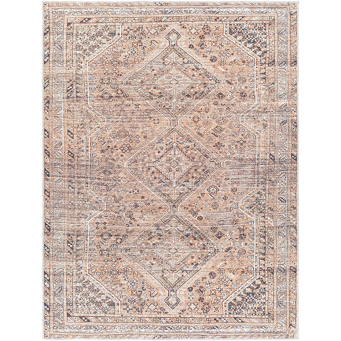 image cut out on white background of vintage boho oriental rug