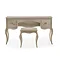 front on image of beautiful ornate dressing table with matching stool, cut out on white background