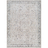 image cut out on white background of grey and blush floral rug