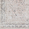 close up swatch image of floral grey and pink boho vintage rug