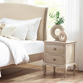 Amelie Solid Wood Bedside Table - Limed Oak main image