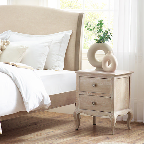 Amelie Solid Wood Bedside Table - Limed Oak main image