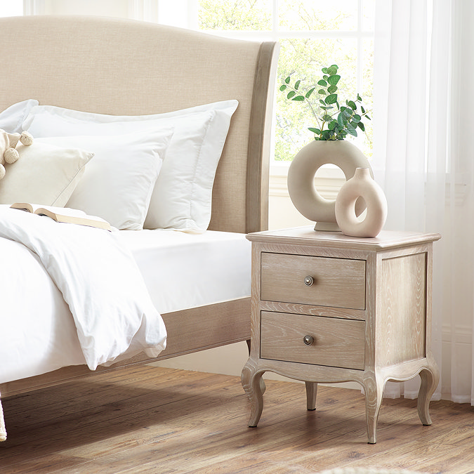 Amelie Solid Wood Bedside Table - Limed Oak main image