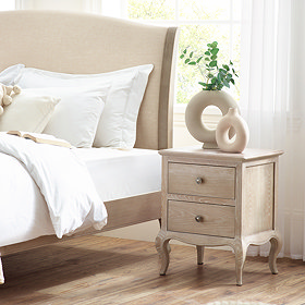 Amelie Solid Wood Bedside Table - Limed Oak main image