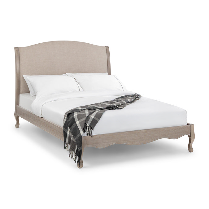 Amelie Solid Wood Upholstered Bed - Limed Oak carousel image