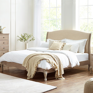 Amelie Solid Wood Upholstered Bed - Limed Oak main image