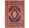 image cut out on white background of dark orange, red and navy boho rug