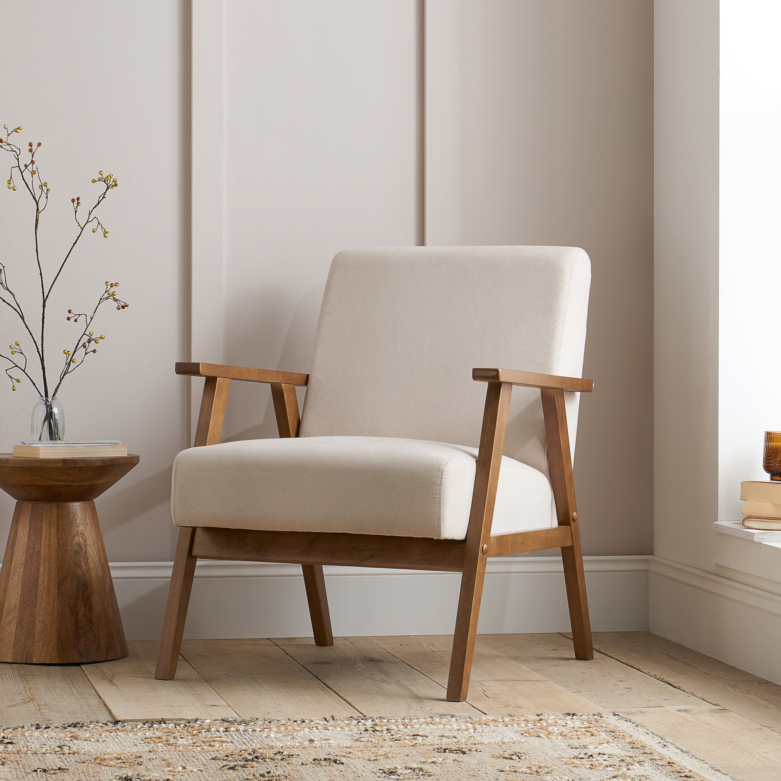 Anaise Dark Oak Boucle Accent Chair