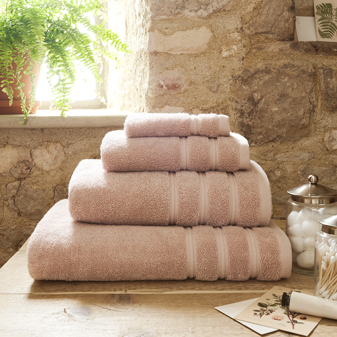 Antalya Pale rose towel stack in bathroom image 1