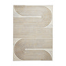 image cut out on white background of large rectangular grey rug with gold swirl pattern on