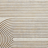 close up image of gold weave pattern of grey rectangular rug