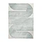 image cut out on white background of large grey rug with green geometric pattern