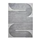 image cut out on white background of rectangular grey rug with navy swirl pattern