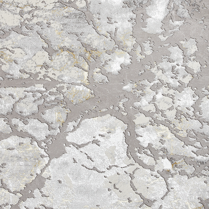 close up image on grey/gold rug with marbled texture