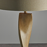 close up on wooden body part of arbor twist lamp, highlighting smooth curve