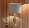table lamp with twisted woof effect body and natural coloured linen shade