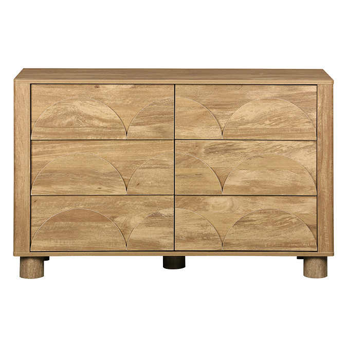 front on cut out image of mango wood 6 drawer chest