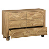 cut out image of arch mango wood 6 drawer chest with bottom drawers open