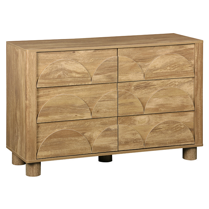 cut out image of arch mango wood six drawer chest