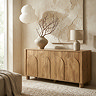 image of four door mango wood effect sideboard with arched doors