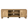 front on cut out image of mango effect tv unit with two doors and shelf