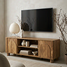 image of mango wood effect tv unit with arch on doors and middle shelf
