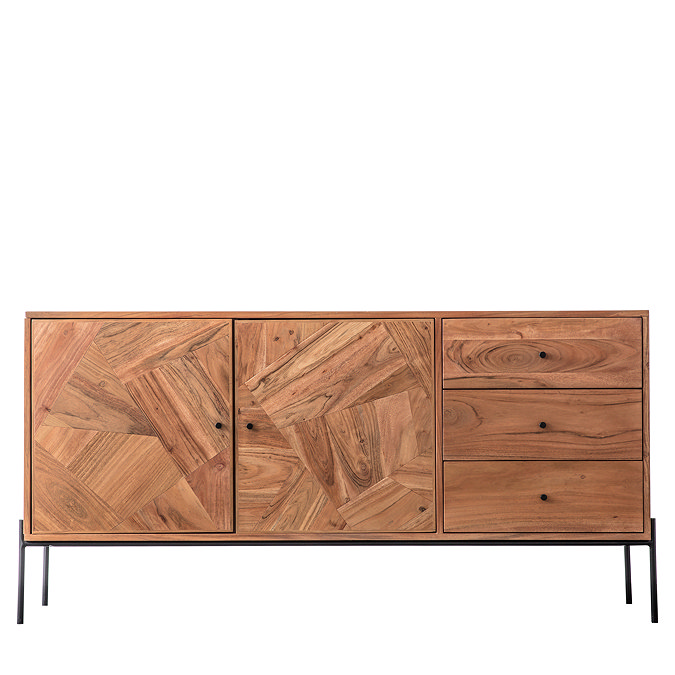 cut out image of acacia wood sideboard with two doors and three drawers