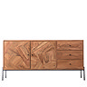 cut out image of acacia wood sideboard with two doors and three drawers