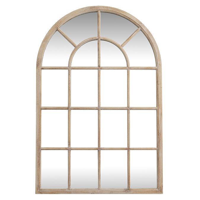 Arezzo Arched Window Mirror in Washed Wood Stock Image