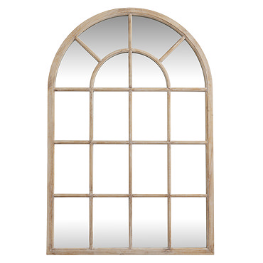 Arezzo Arched Window Mirror in Washed Wood Stock Image close up 