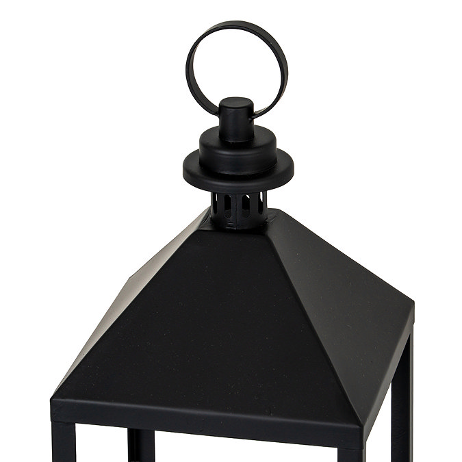 Astra Medium Lantern with Glass Candle Holder in Black