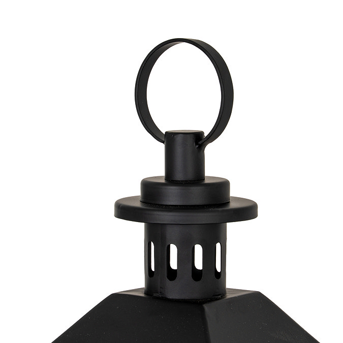 Astra Medium Lantern with Glass Candle Holder in Black