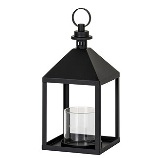 Astra Medium Lantern with glass candle holder in black