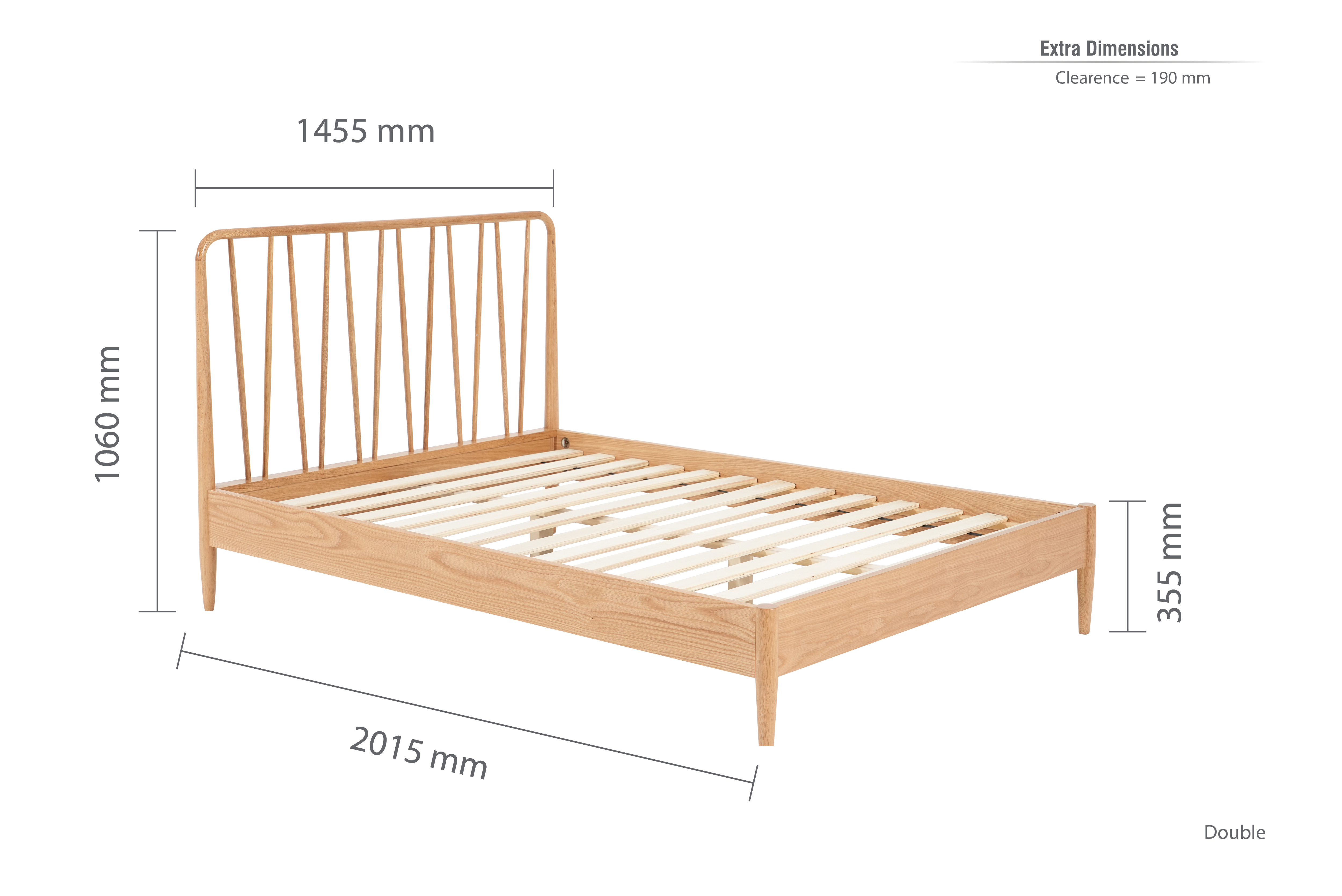 dimensions for double bed with spindled headboard