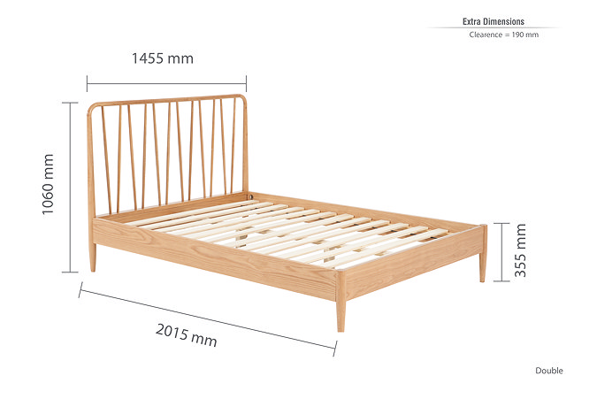 dimensions for double bed with spindled headboard