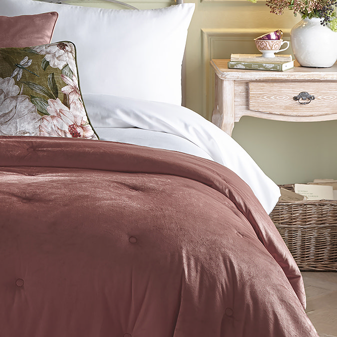 Close Up of Pink Austell Bedspread With Pillow