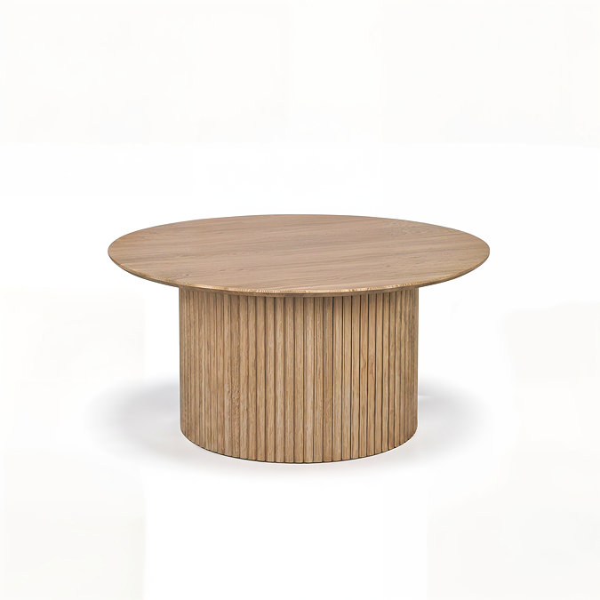 cut out image of oak fluted coffee table with round top